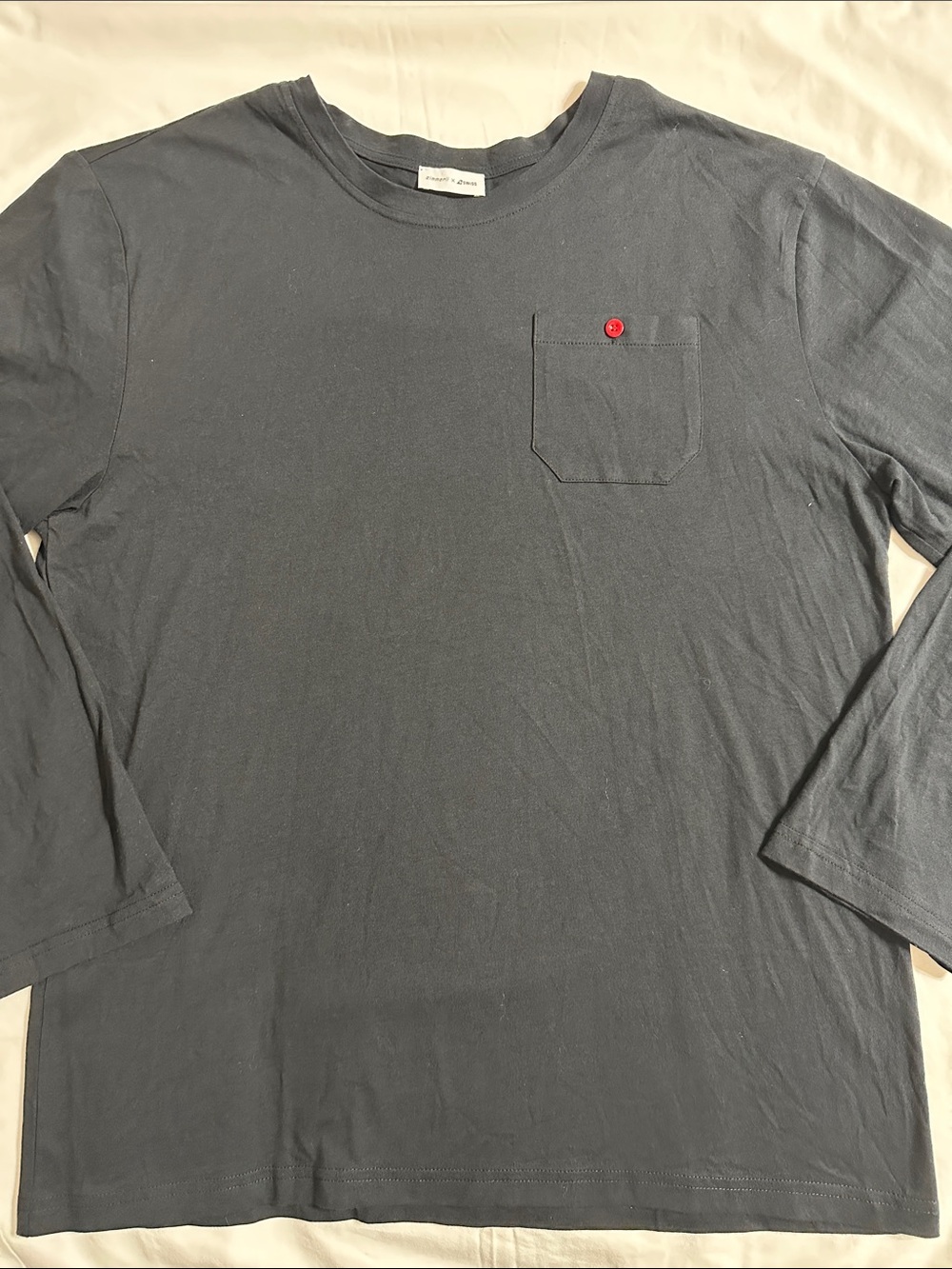Zimmerli X Swiss Men's Black Long Sleeve Pocket Tee - M